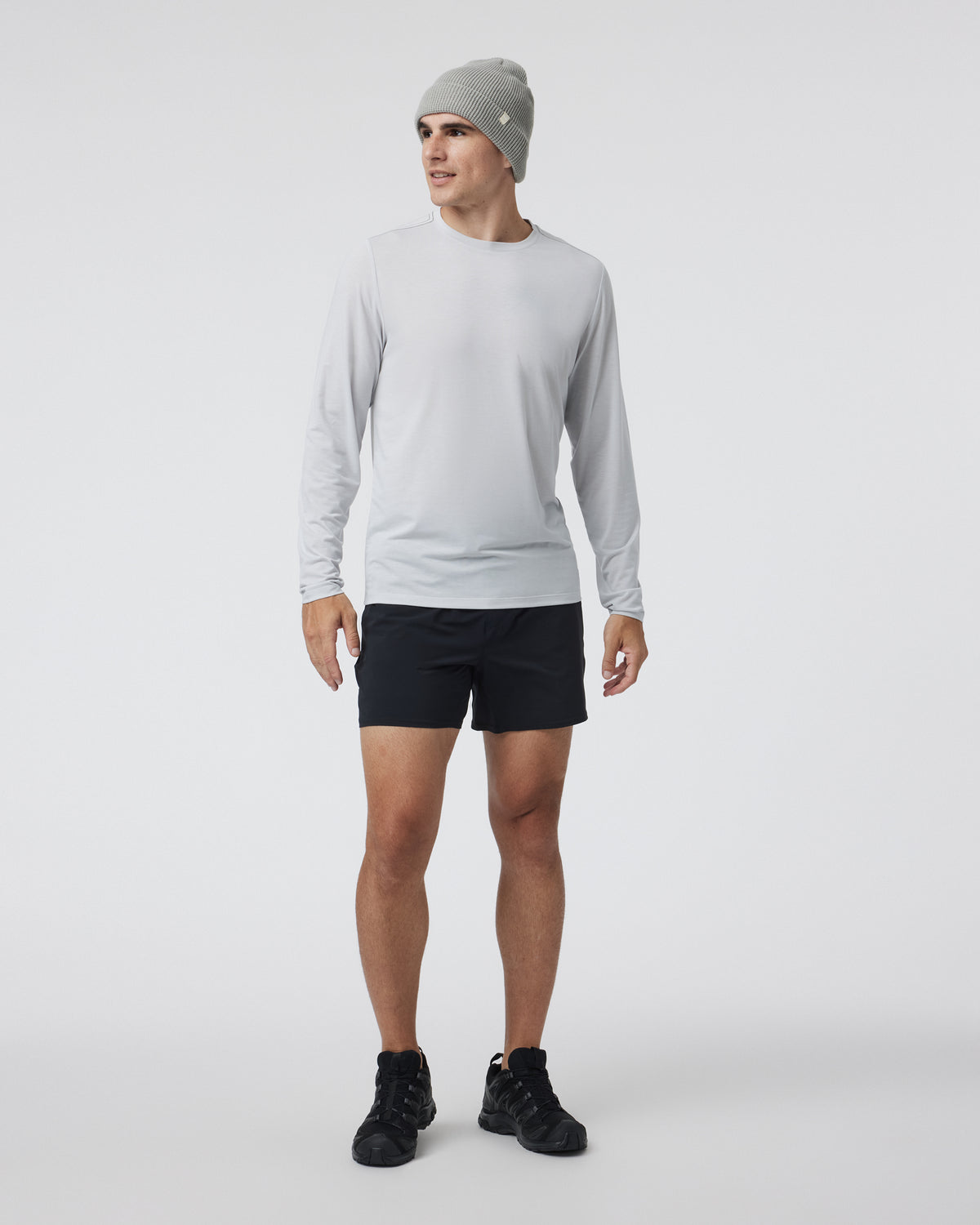 Men Vuori Long Sleeve Current Tech Tee Frost Grey