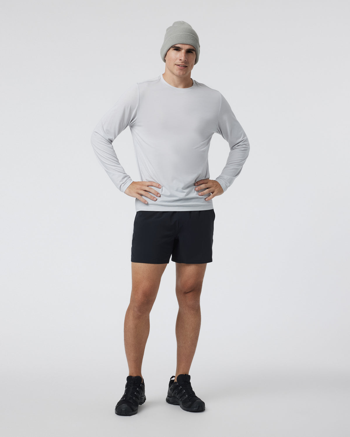 Men Vuori Long Sleeve Current Tech Tee Frost Grey
