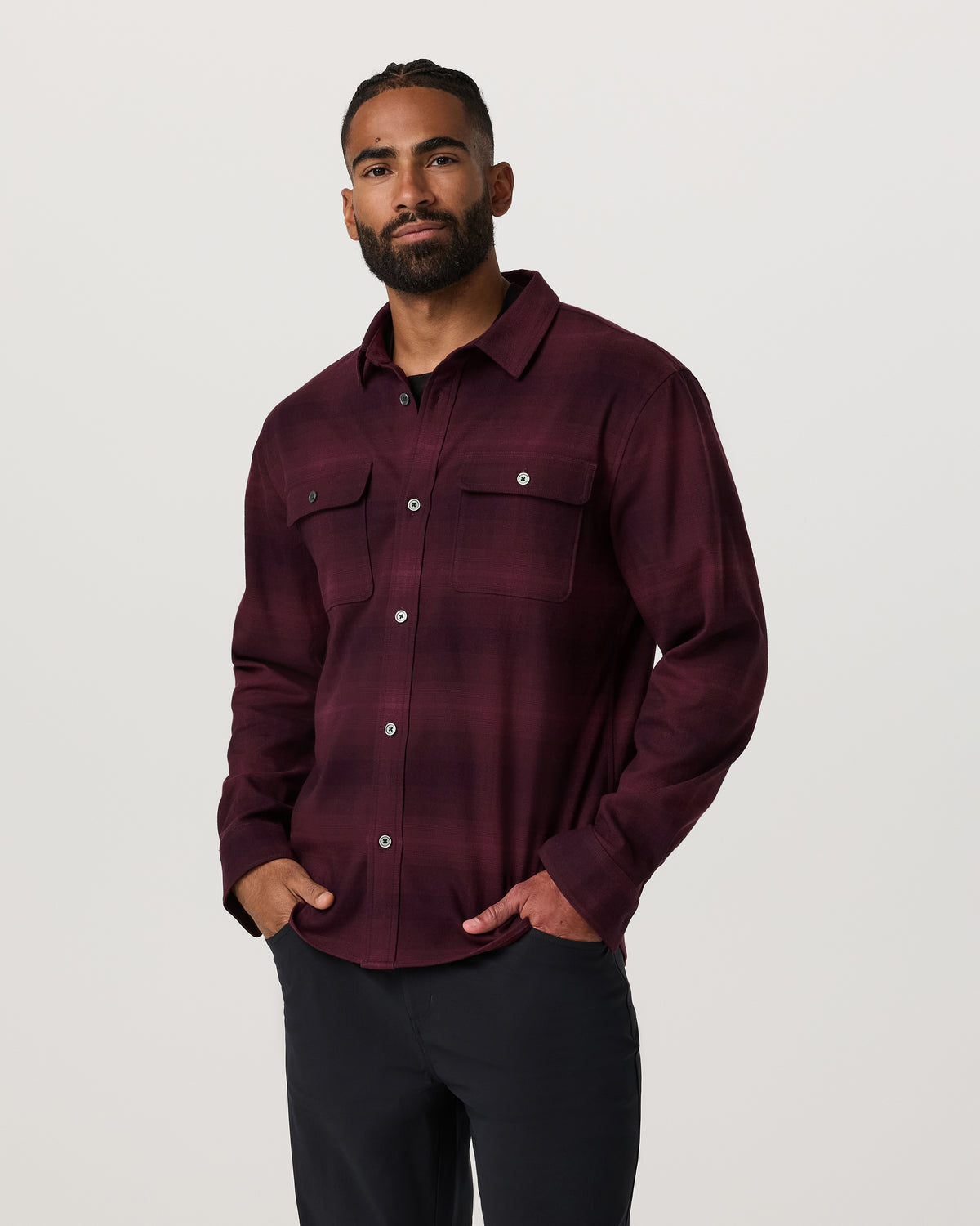 Men Vuori Long Sleeve Flannel Button Down Men's Raisin Shirt