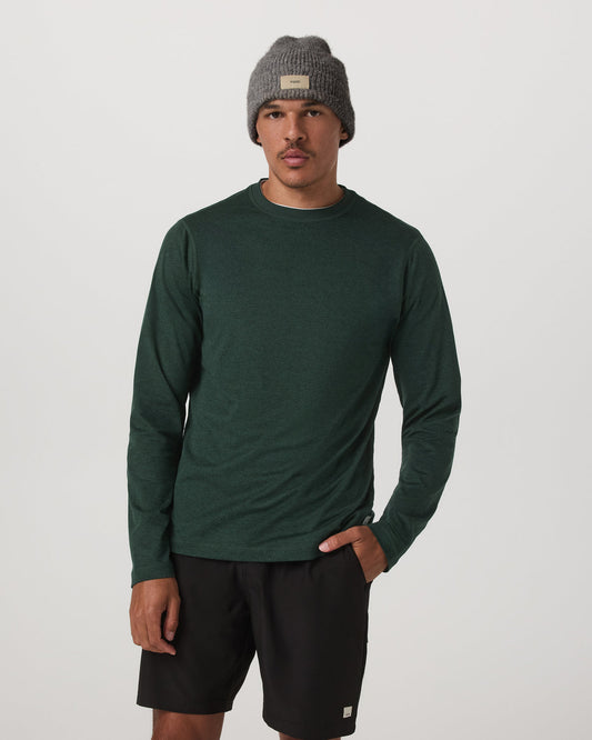 Men Vuori Long Sleeve Ponto Performance Tee Evergreen Heather