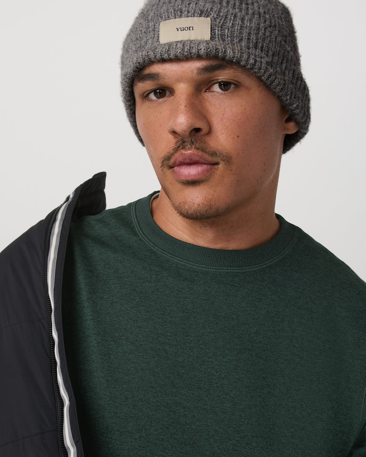 Men Vuori Long Sleeve Ponto Performance Tee Evergreen Heather