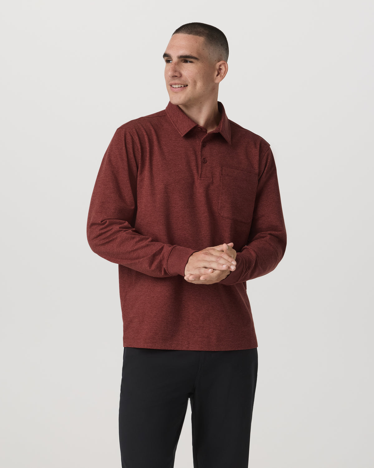 Men Vuori Men's Long Sleeve Coronado Rugby Spiced Apple Heather
