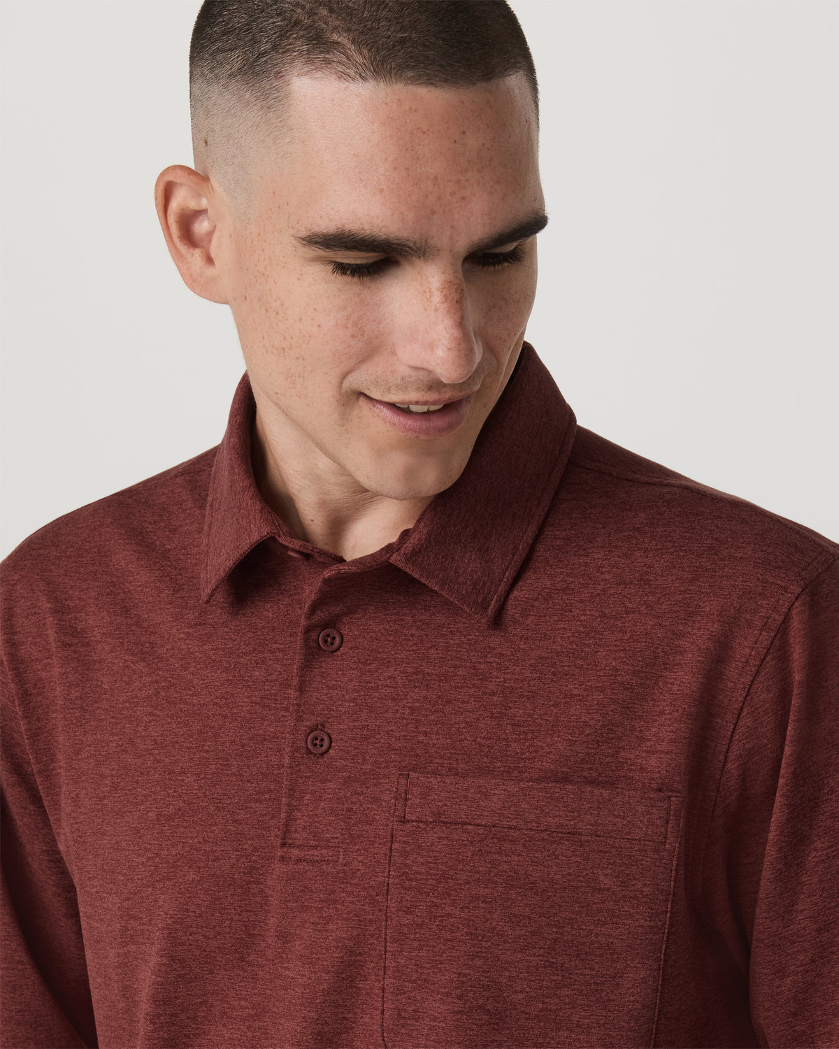 Men Vuori Men's Long Sleeve Coronado Rugby Spiced Apple Heather