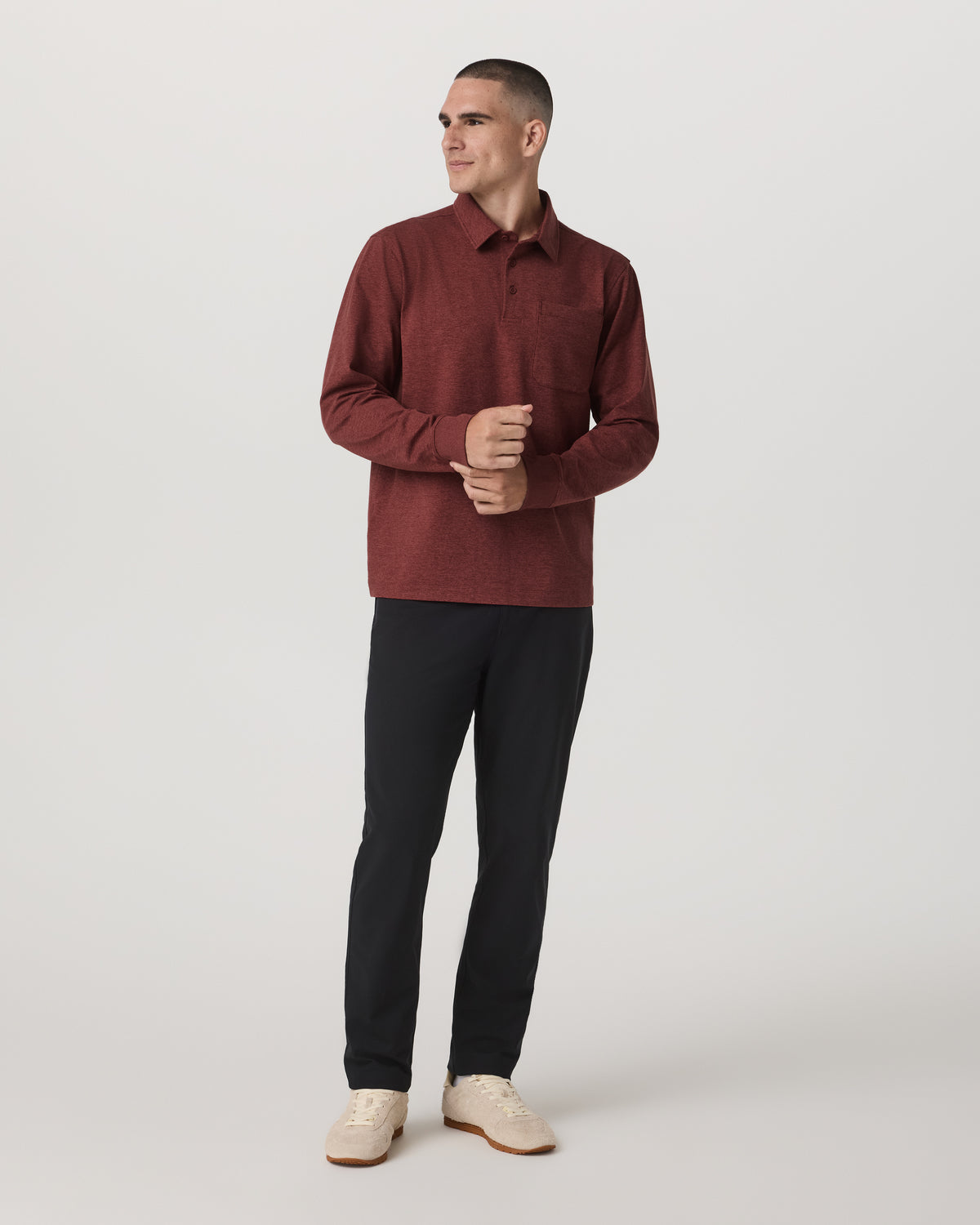 Men Vuori Men's Long Sleeve Coronado Rugby Spiced Apple Heather