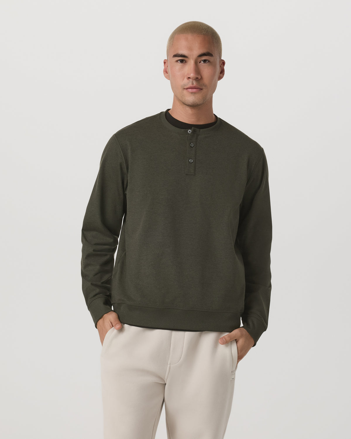 Men Vuori Long Sleeve Coronado Henley - Relaxed Oregano Heather