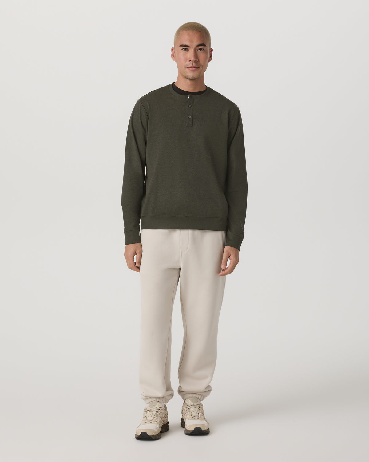 Men Vuori Long Sleeve Coronado Henley - Relaxed Oregano Heather