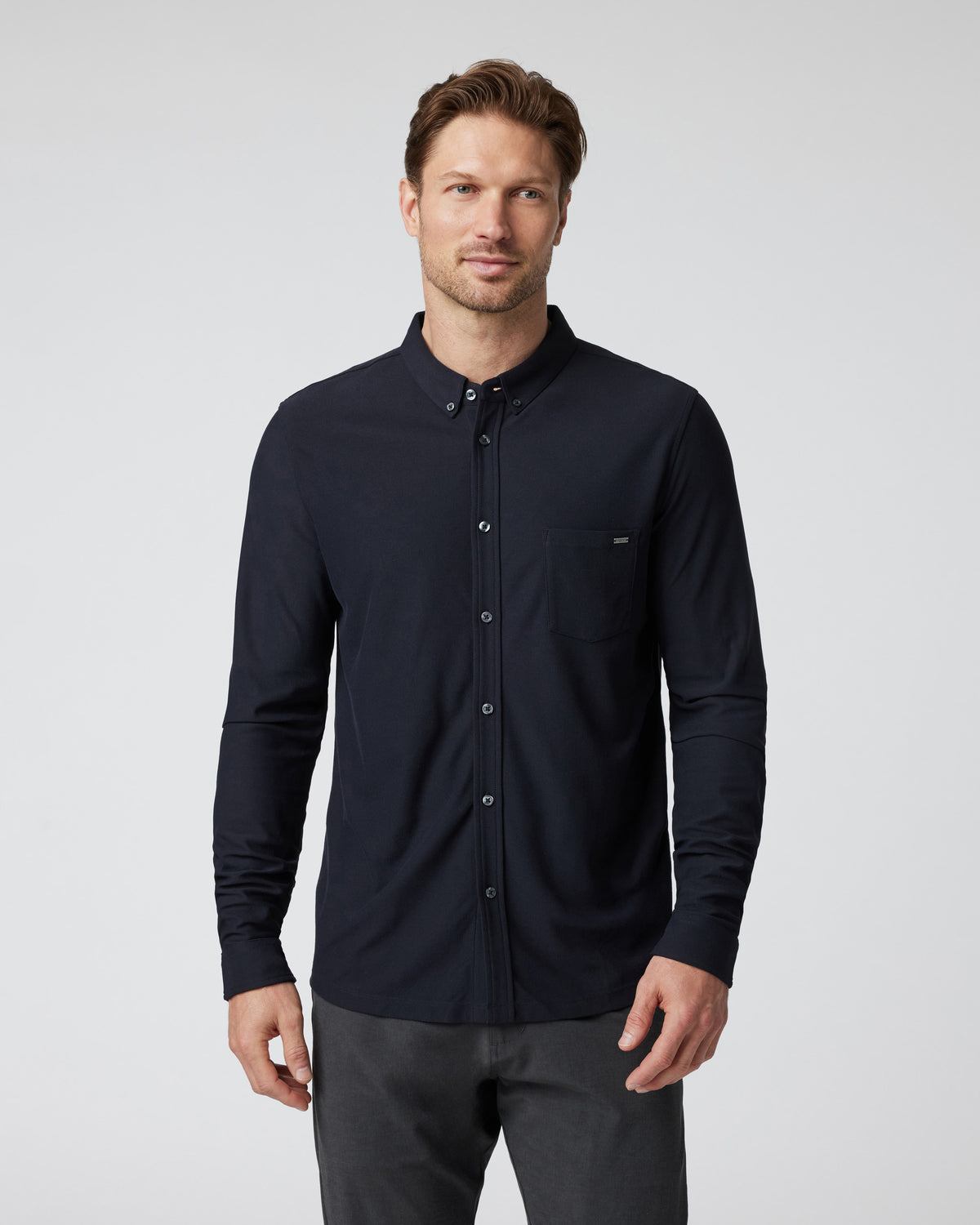 Men Vuori Long Sleeve Ace Button Down Men's Black Shirt