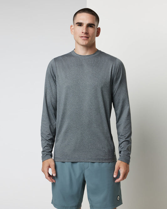 Men Vuori Long Sleeve Tradewind Performance Tee 2.0 Heather Grey