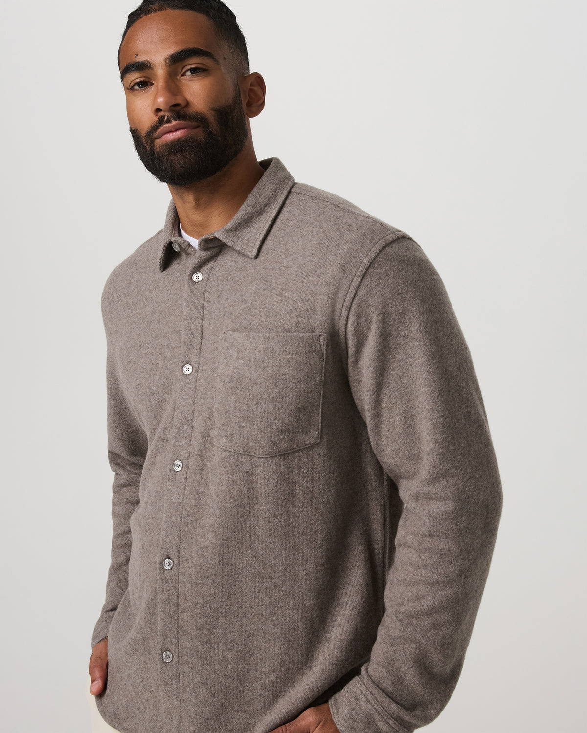 Men Vuori Long Sleeve Altitude Wool Shirt - Relaxed Phantom Grey