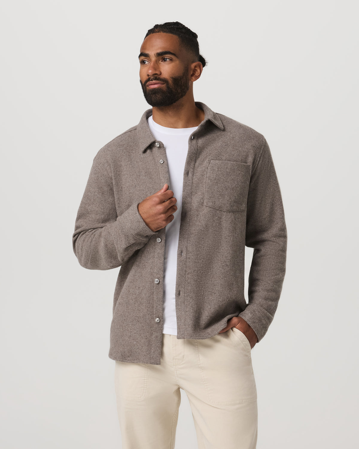 Men Vuori Long Sleeve Altitude Wool Shirt - Relaxed Phantom Grey