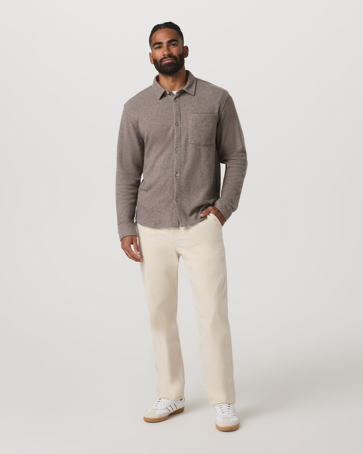 Men Vuori Long Sleeve Altitude Wool Shirt - Relaxed Phantom Grey