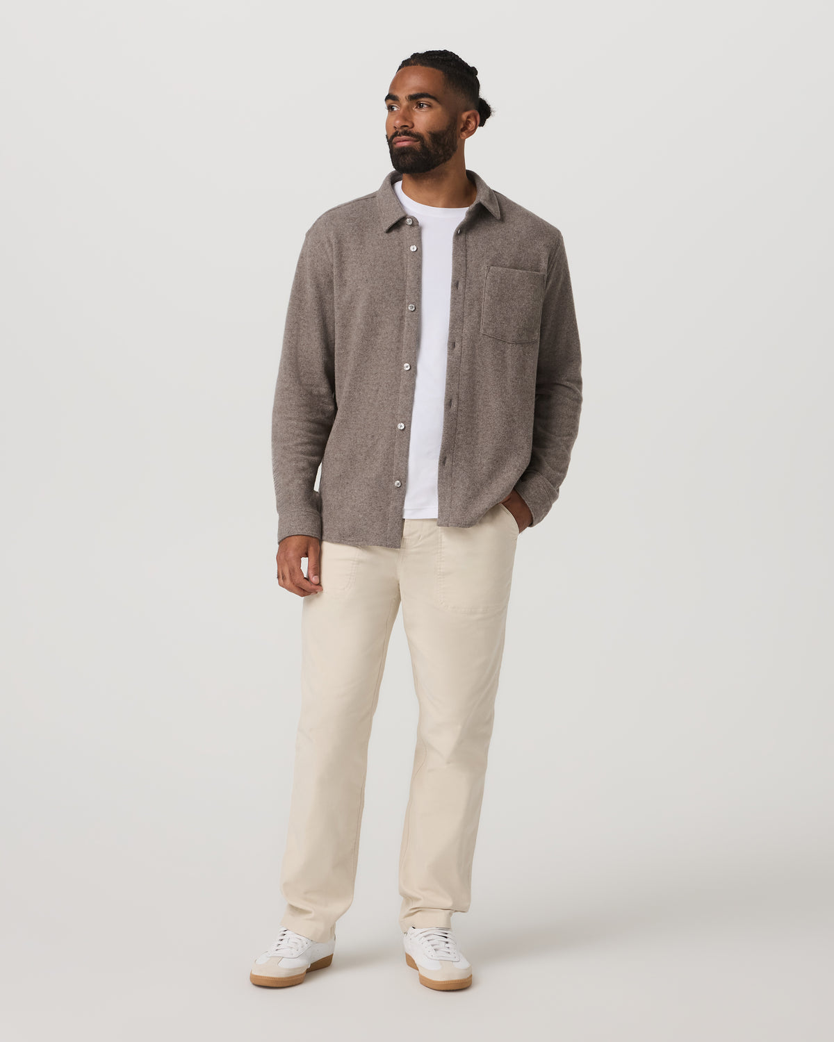 Men Vuori Long Sleeve Altitude Wool Shirt - Relaxed Phantom Grey