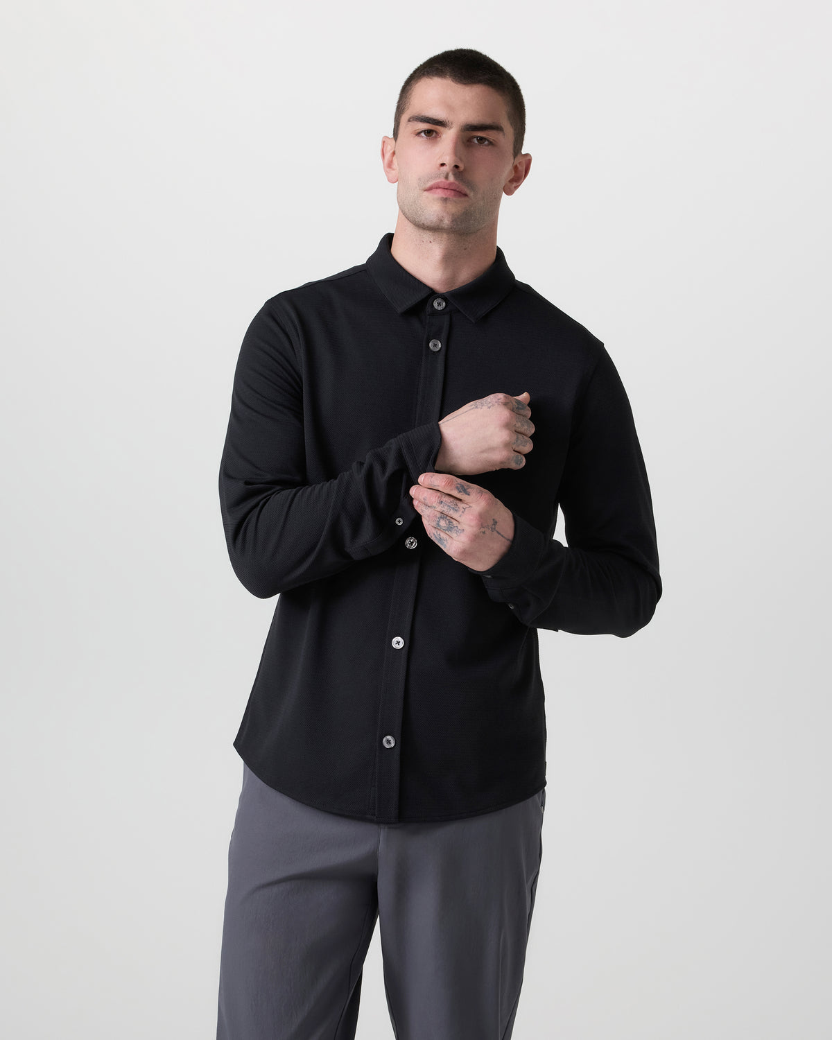 Men Vuori Long Sleeve North Beach Button Down Black