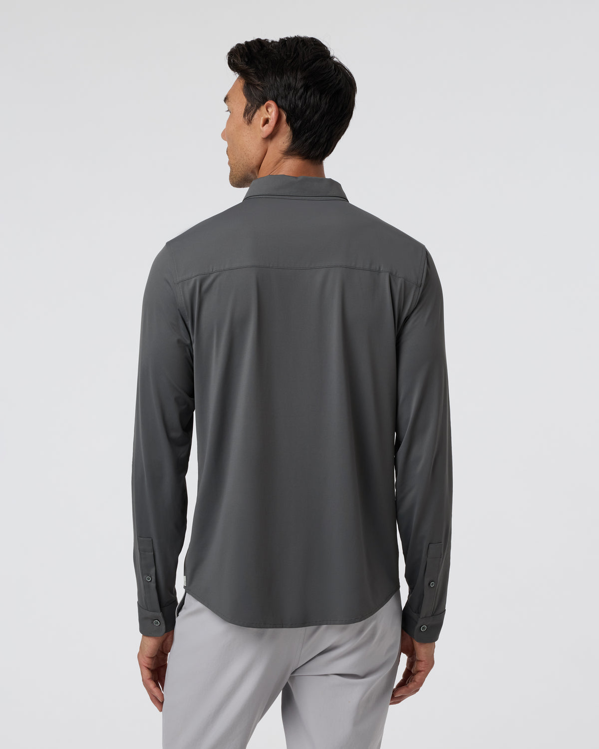 Men Vuori Long Sleeve TravelLite Button Down Dark Pewter