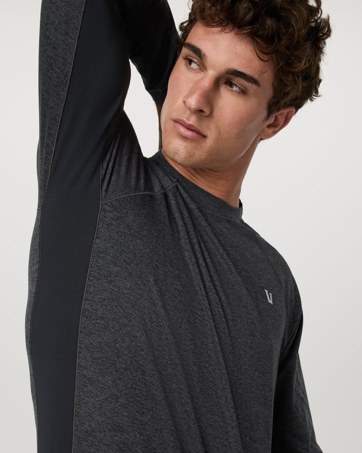 Men Vuori Long Sleeve Ponto Hybrid Baselayer Charcoal Heather
