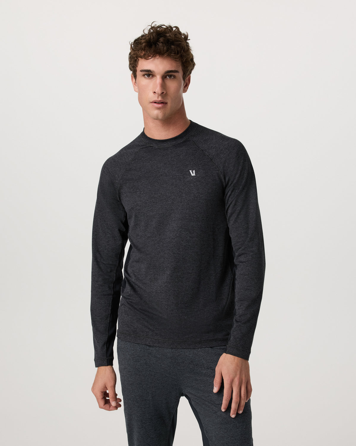 Men Vuori Long Sleeve Ponto Hybrid Baselayer Charcoal Heather