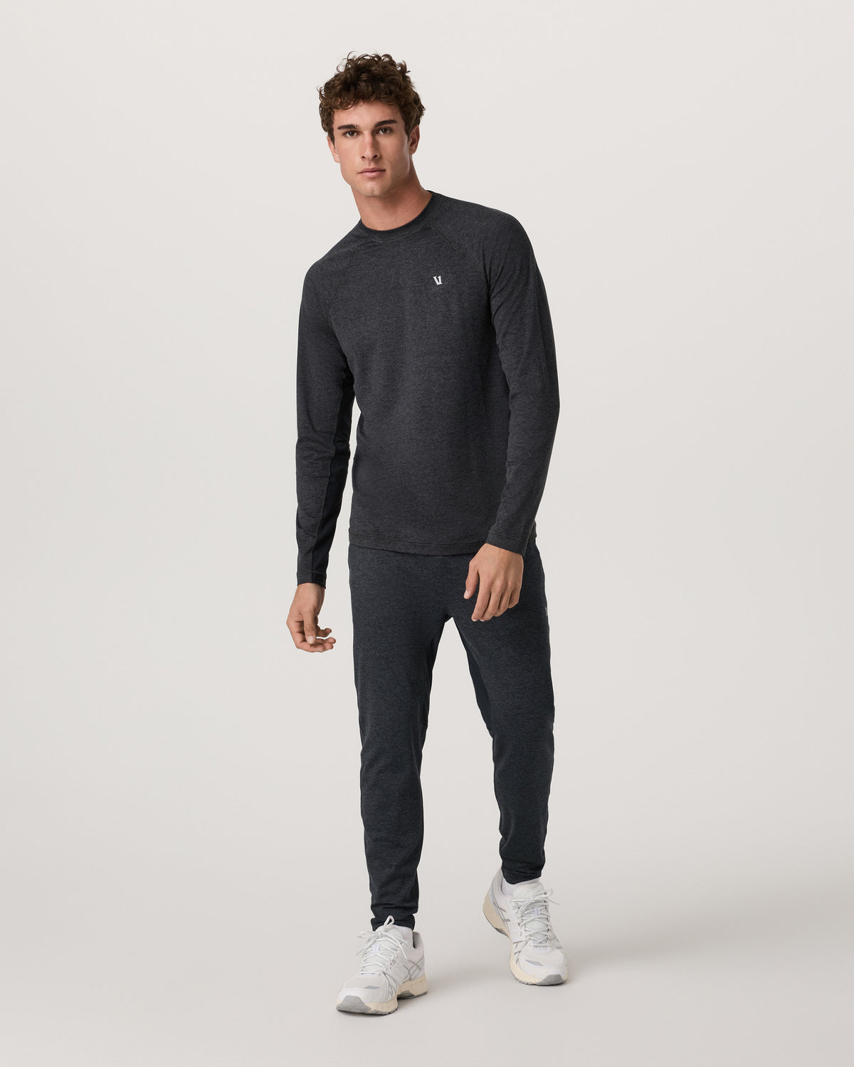 Men Vuori Long Sleeve Ponto Hybrid Baselayer Charcoal Heather