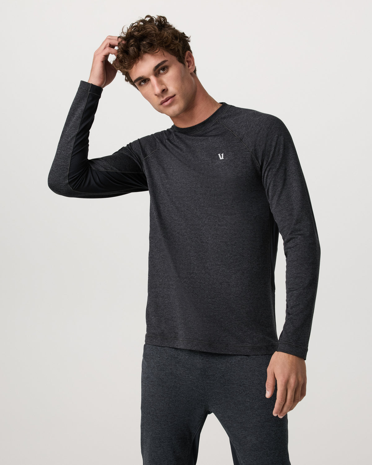 Men Vuori Long Sleeve Ponto Hybrid Baselayer Charcoal Heather