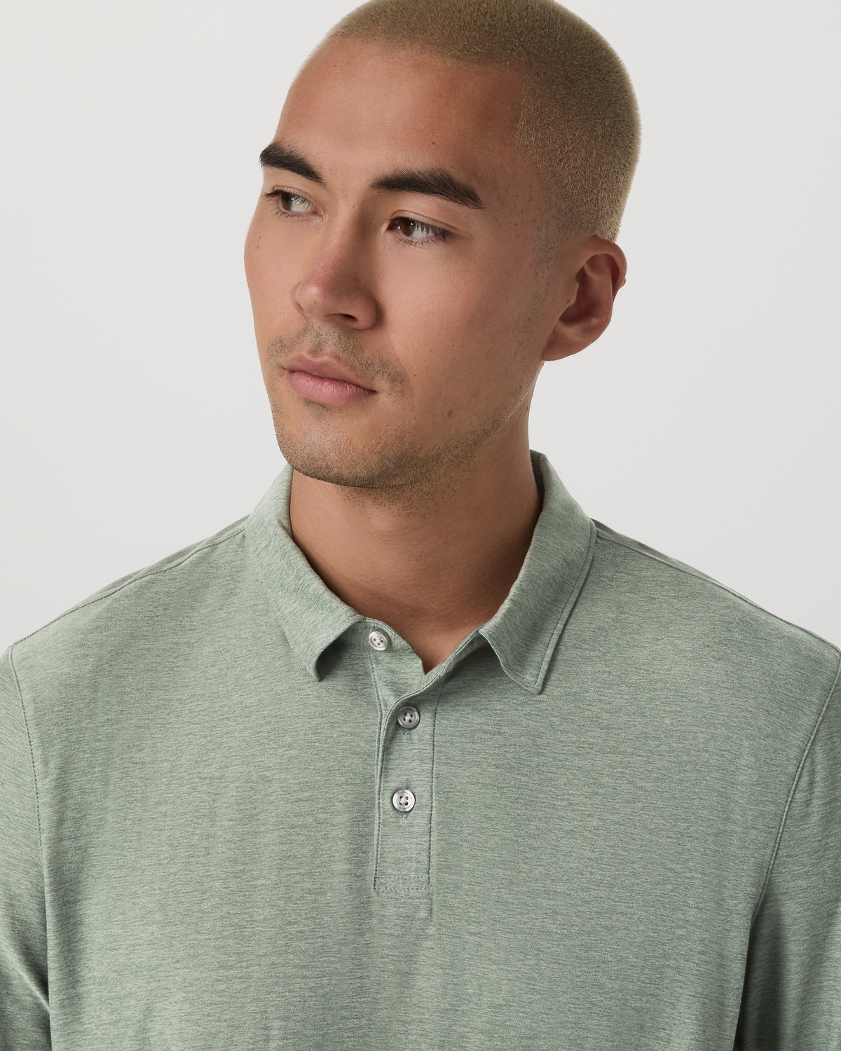 Men Vuori Long Sleeve Strato Tech Polo Men's Thyme Heather Shirt