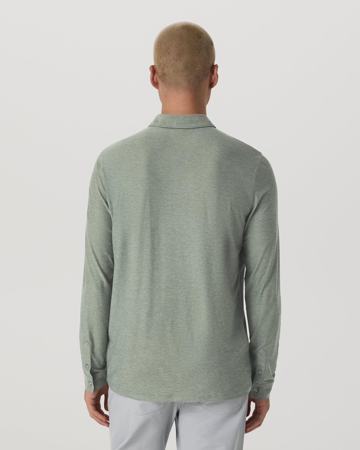 Men Vuori Long Sleeve Strato Tech Polo Men's Thyme Heather Shirt