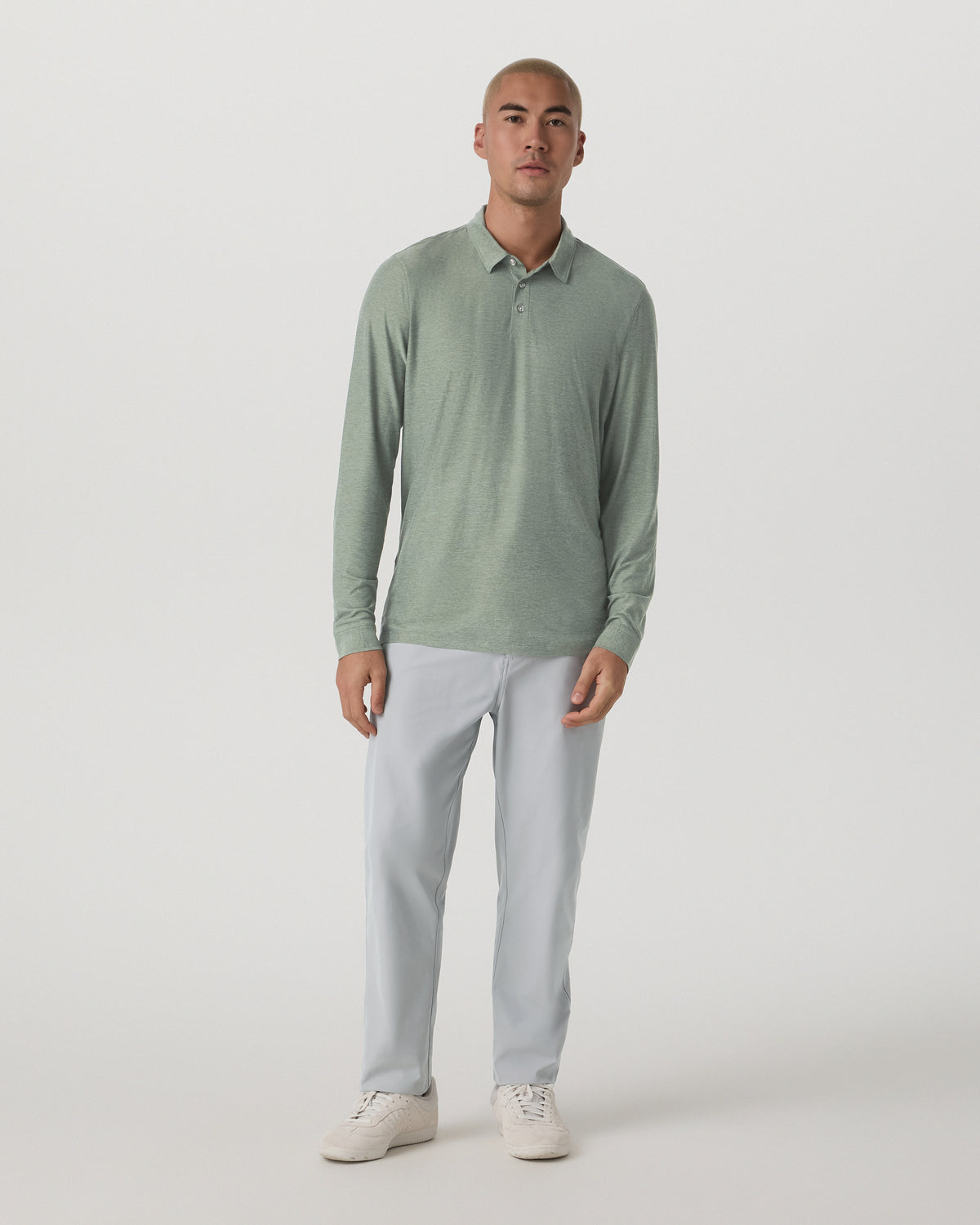 Men Vuori Long Sleeve Strato Tech Polo Men's Thyme Heather Shirt