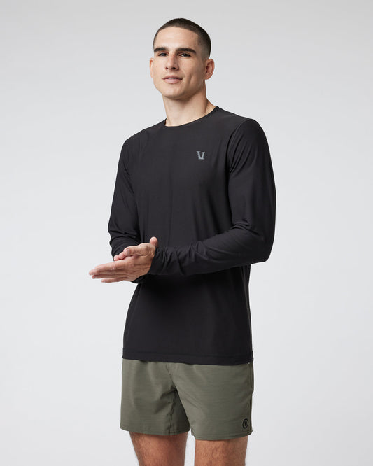 Men Vuori Long Sleeve Strato Graphic Tee Black Workout Tee