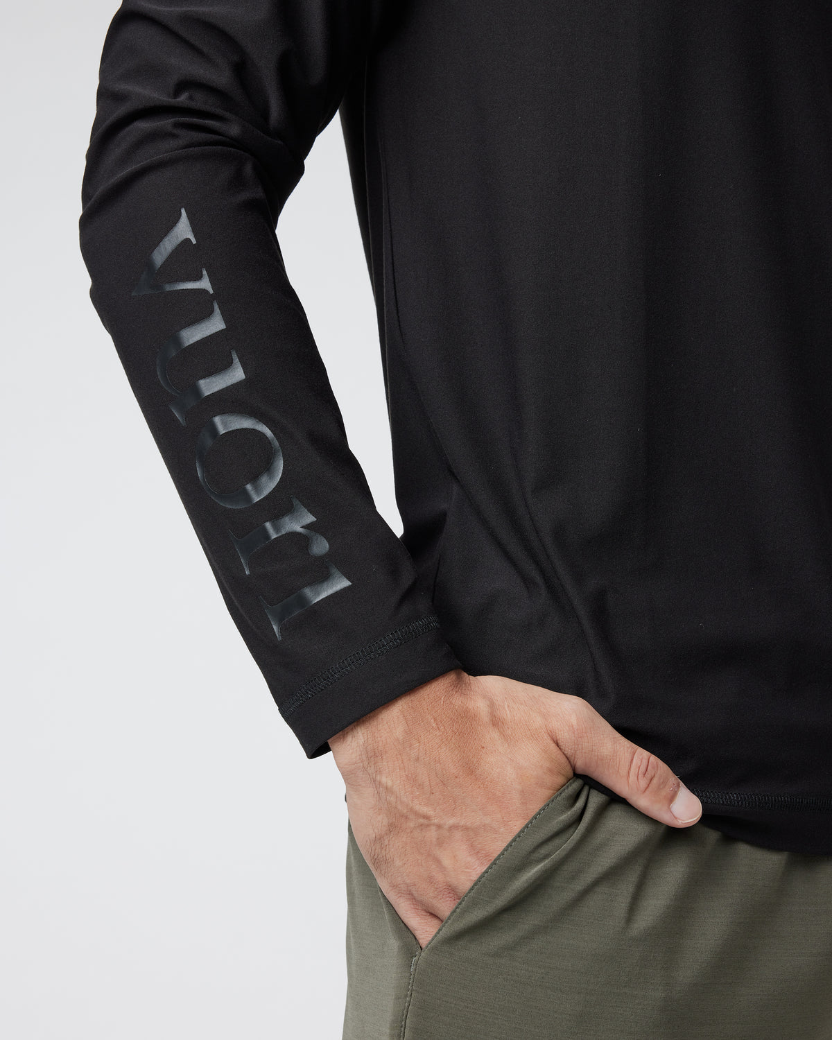 Men Vuori Long Sleeve Strato Graphic Tee Black Workout Tee