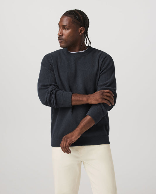 Men Vuori Midweight Rib Sweater Men's Navy Ribbed Knit Sweater