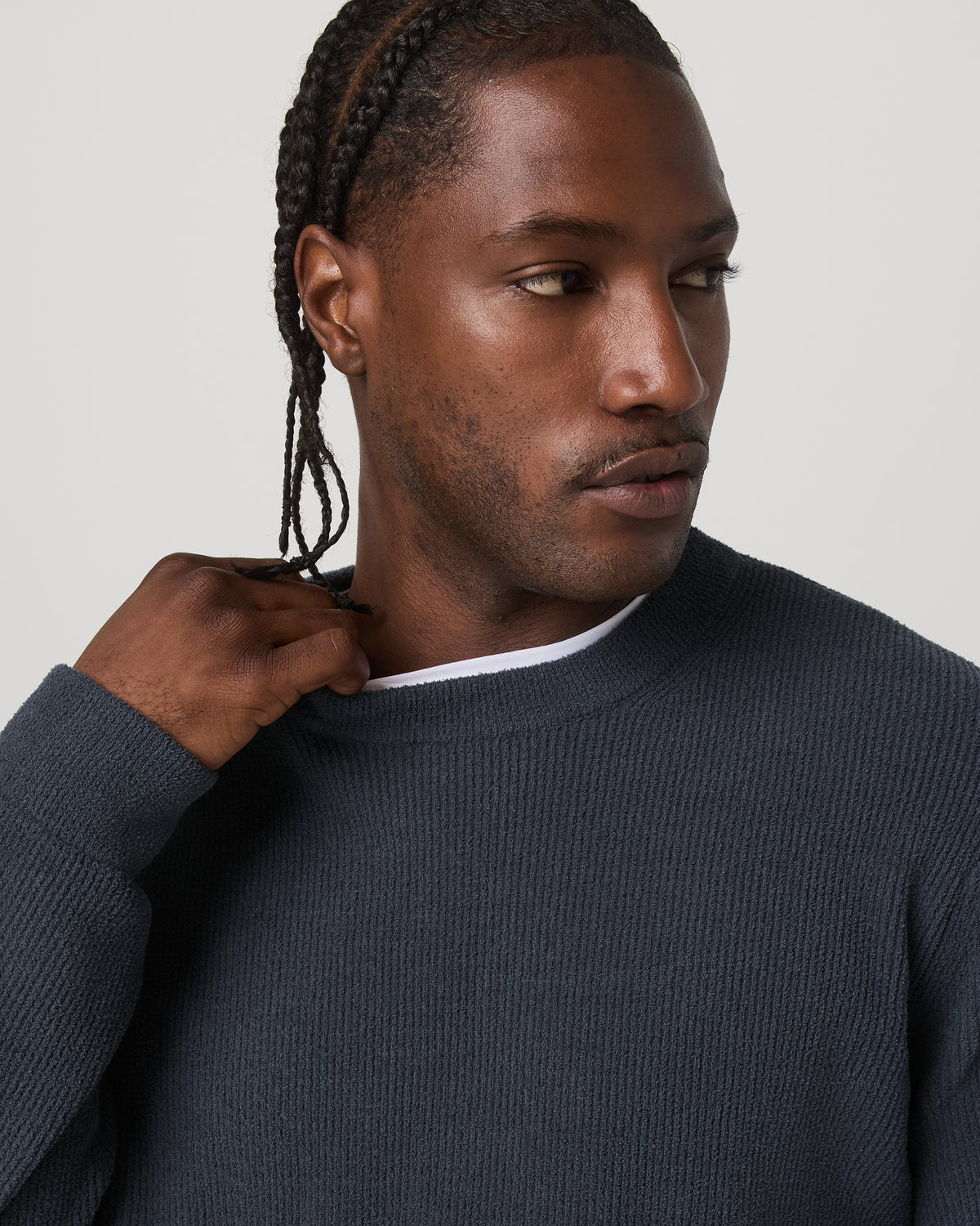 Men Vuori Midweight Rib Sweater Men's Navy Ribbed Knit Sweater