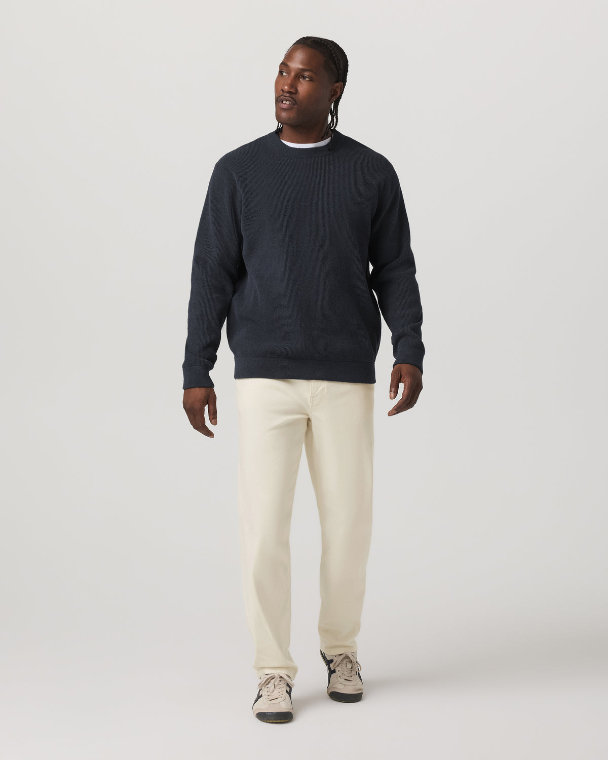 Men Vuori Midweight Rib Sweater Men's Navy Ribbed Knit Sweater