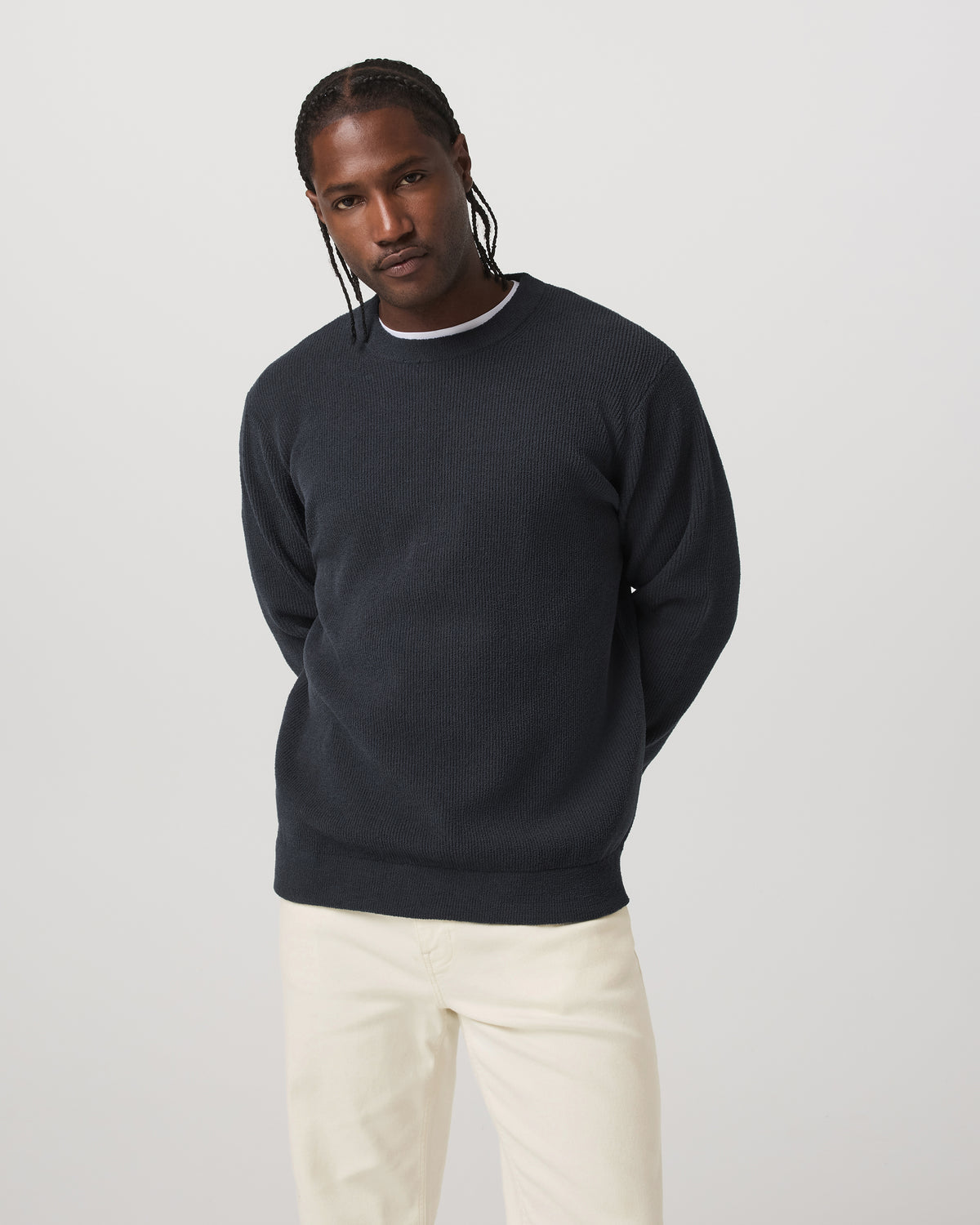 Men Vuori Midweight Rib Sweater Men's Navy Ribbed Knit Sweater
