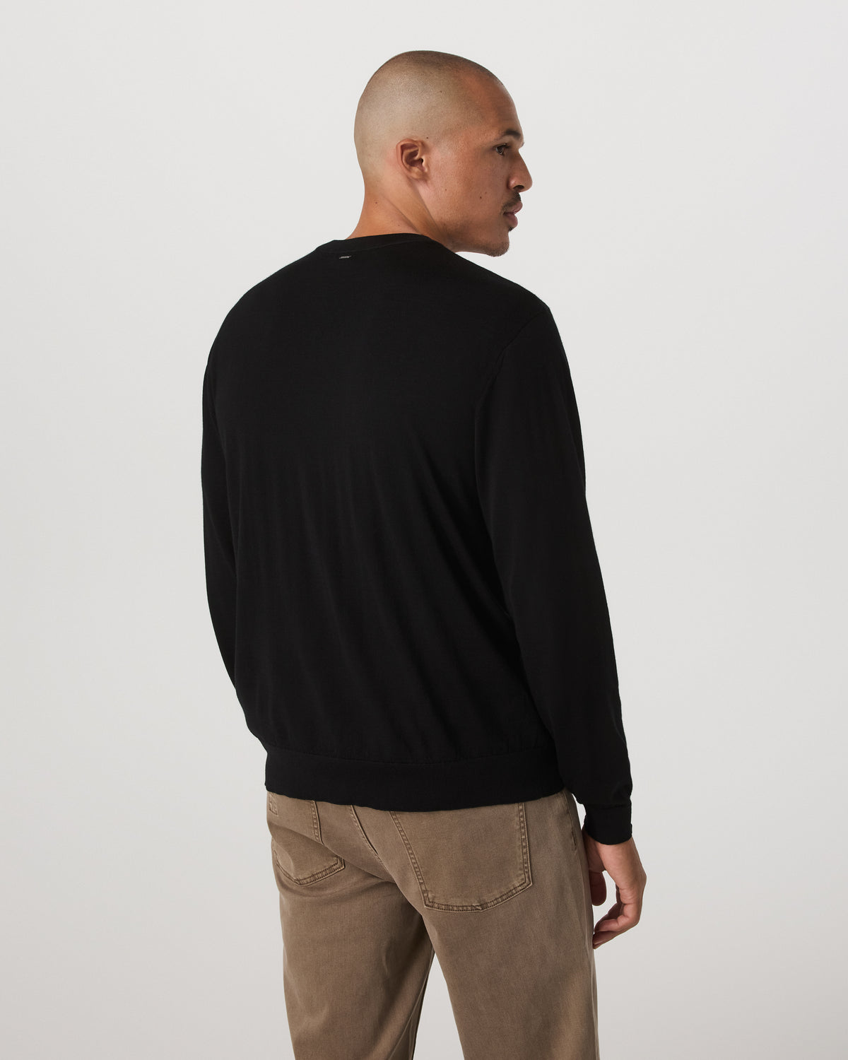 Men Vuori Merino Fine Gauge Wool Sweater Men's Black Sweater