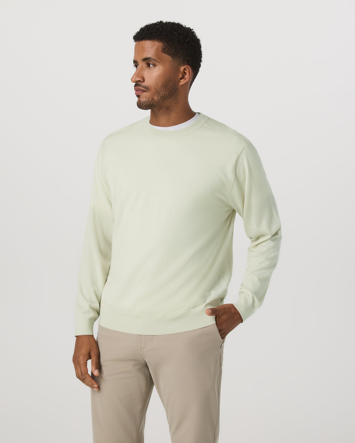 Men Vuori Men's Merino Fine Gauge Wool Sweater Sandalwood