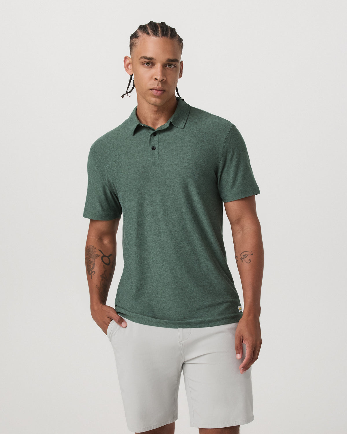 Men Vuori Strato Tech Polo Men's Agate Green Heather Polo Shirt