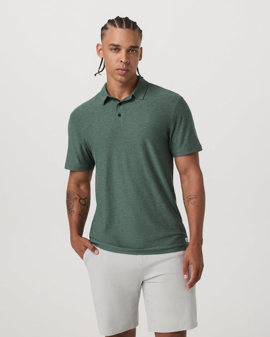 Men Vuori Strato Tech Polo Men's Agate Green Heather Polo Shirt