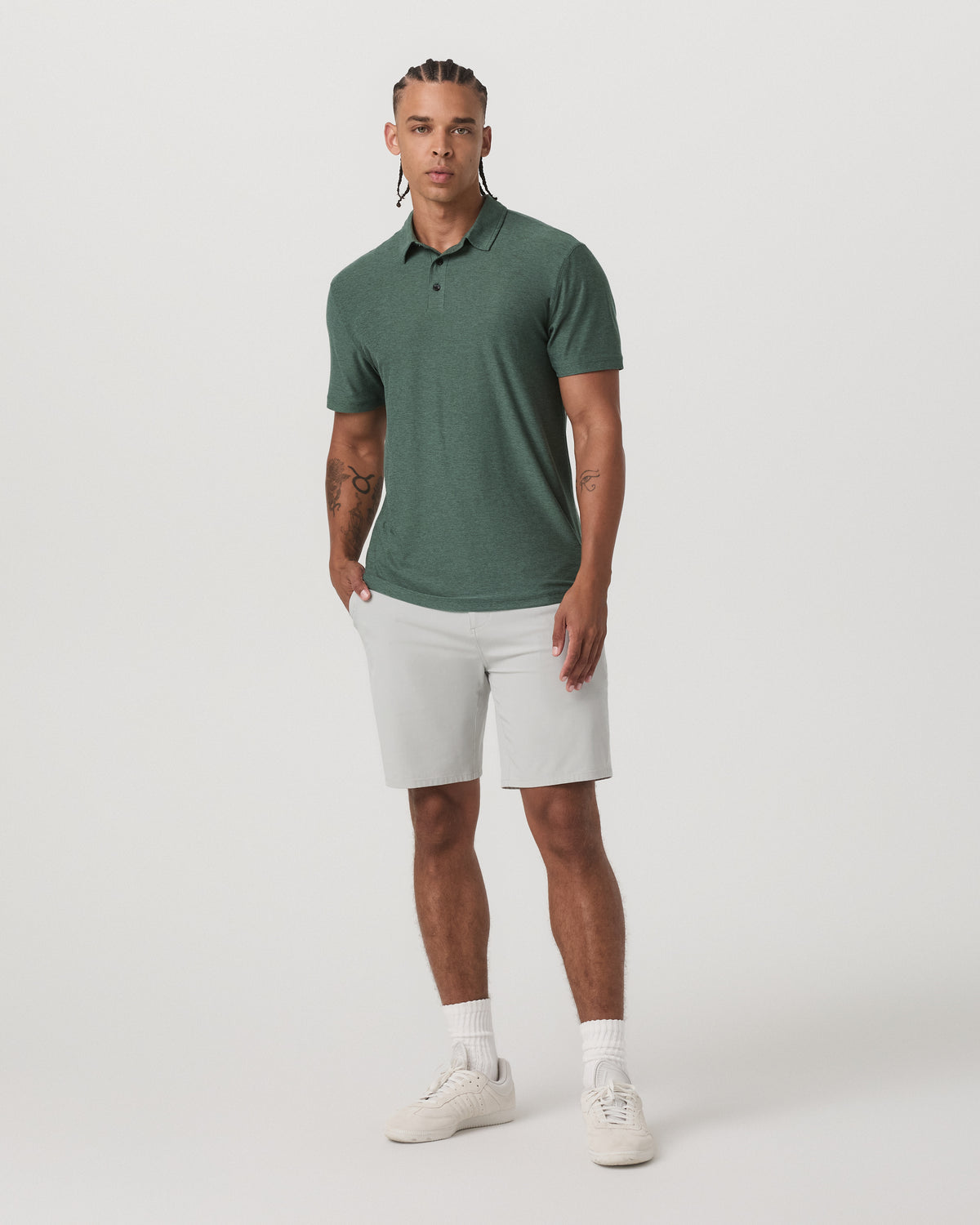 Men Vuori Strato Tech Polo Men's Agate Green Heather Polo Shirt