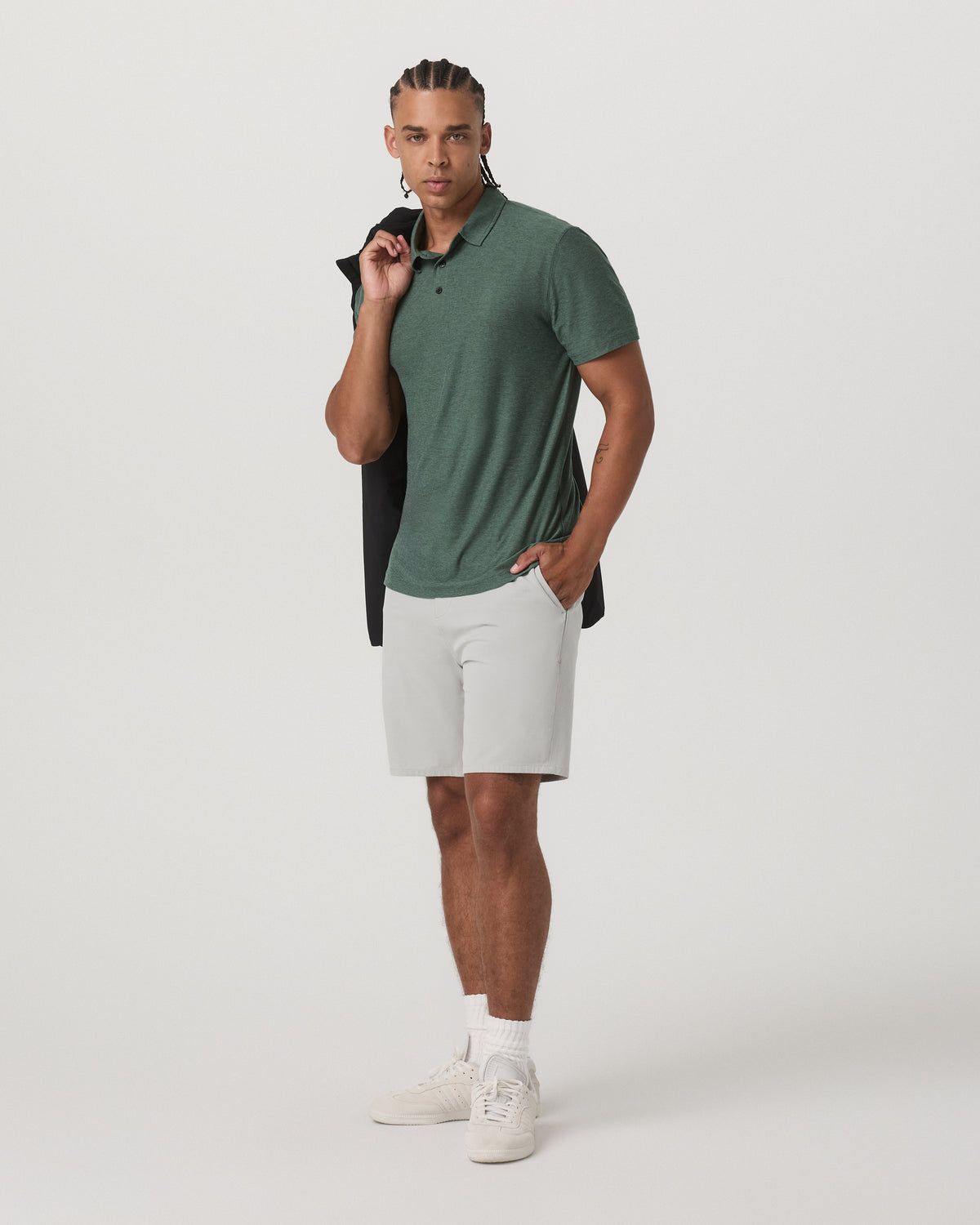 Men Vuori Strato Tech Polo Men's Agate Green Heather Polo Shirt