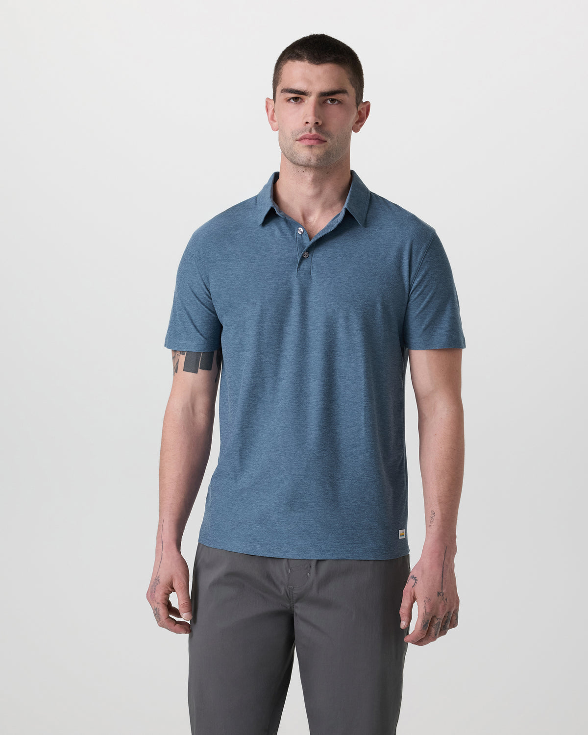 Men Vuori Strato Tech Polo Men's Pool Blue Heather Polo