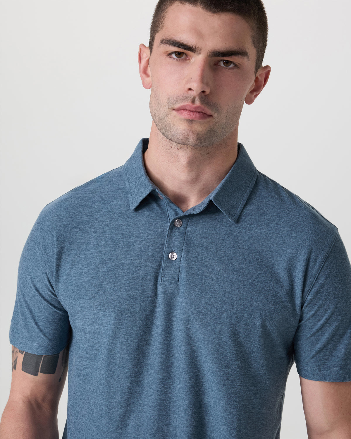 Men Vuori Strato Tech Polo Men's Pool Blue Heather Polo
