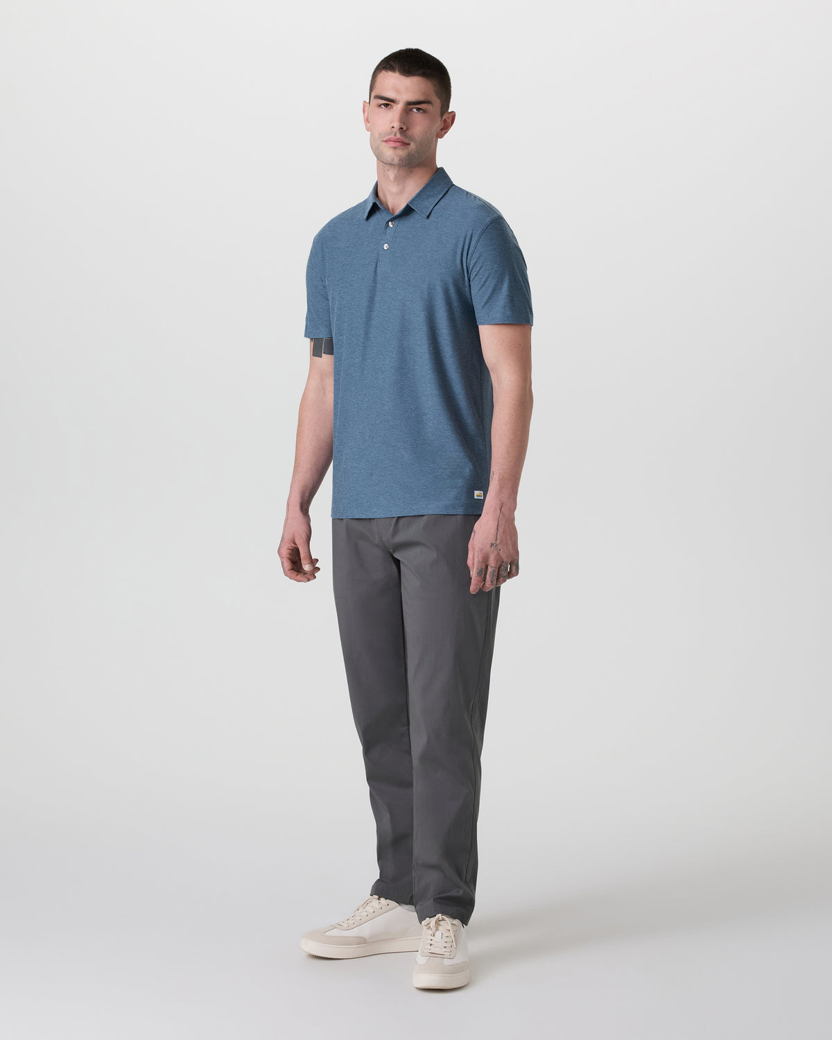 Men Vuori Strato Tech Polo Men's Pool Blue Heather Polo