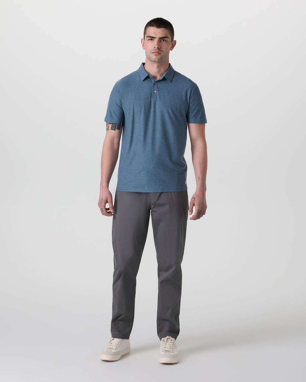 Men Vuori Strato Tech Polo Men's Pool Blue Heather Polo
