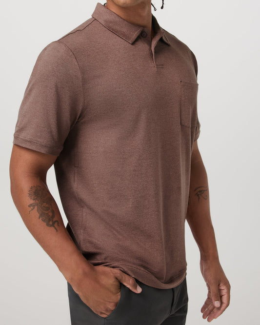 Men Vuori Short Sleeve Ponto Performance Polo Sable Heather