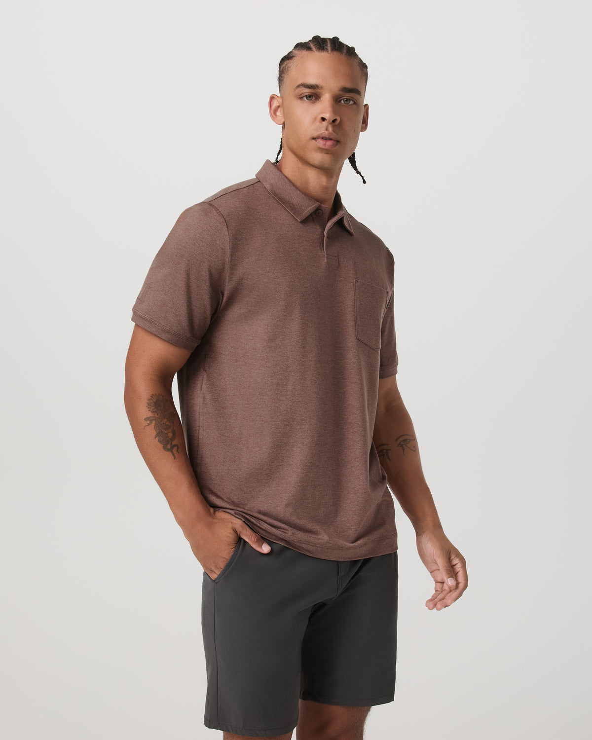 Men Vuori Short Sleeve Ponto Performance Polo Sable Heather