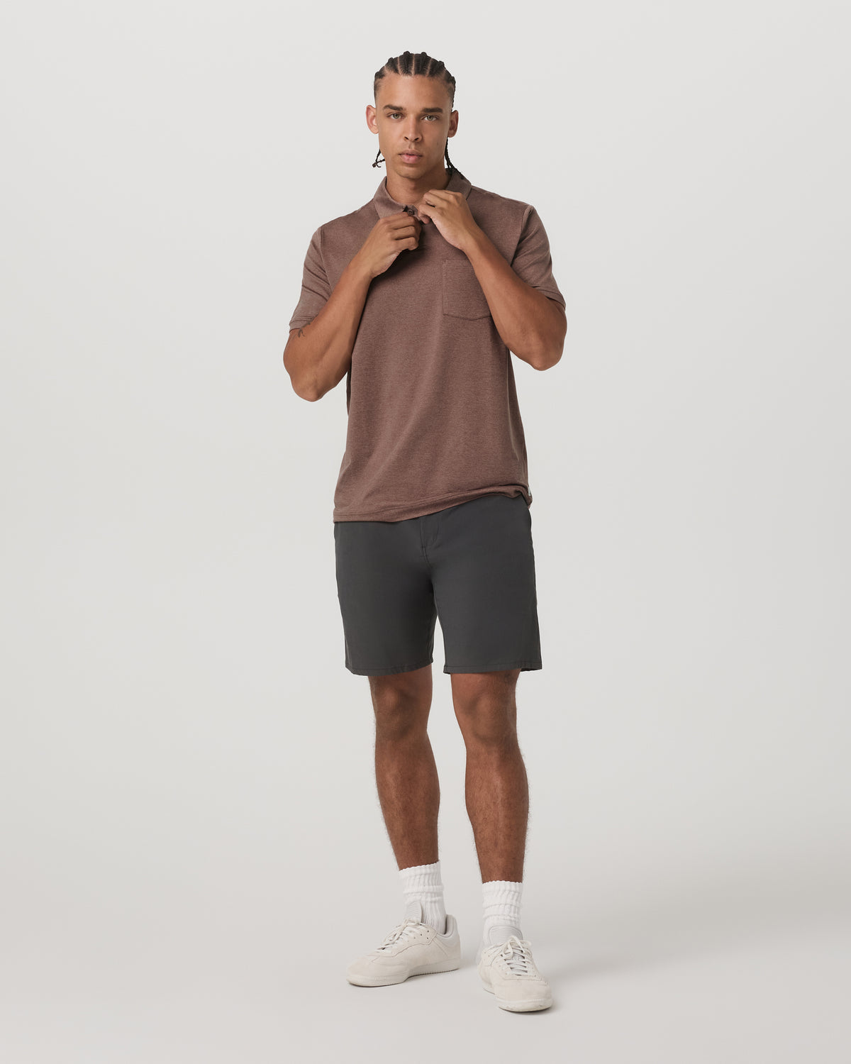 Men Vuori Short Sleeve Ponto Performance Polo Sable Heather