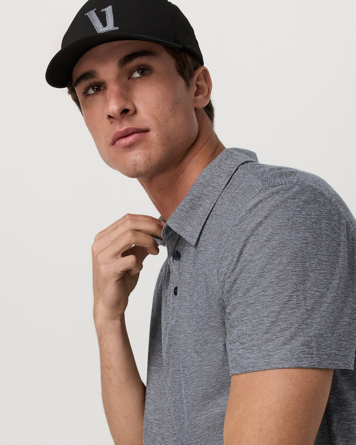 Men Vuori Strato Tech Polo Men's Heather Grey Polo Shirt