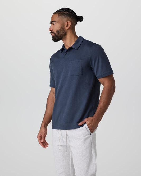 Men Vuori Short Sleeve Ponto Performance Polo Azure Heather