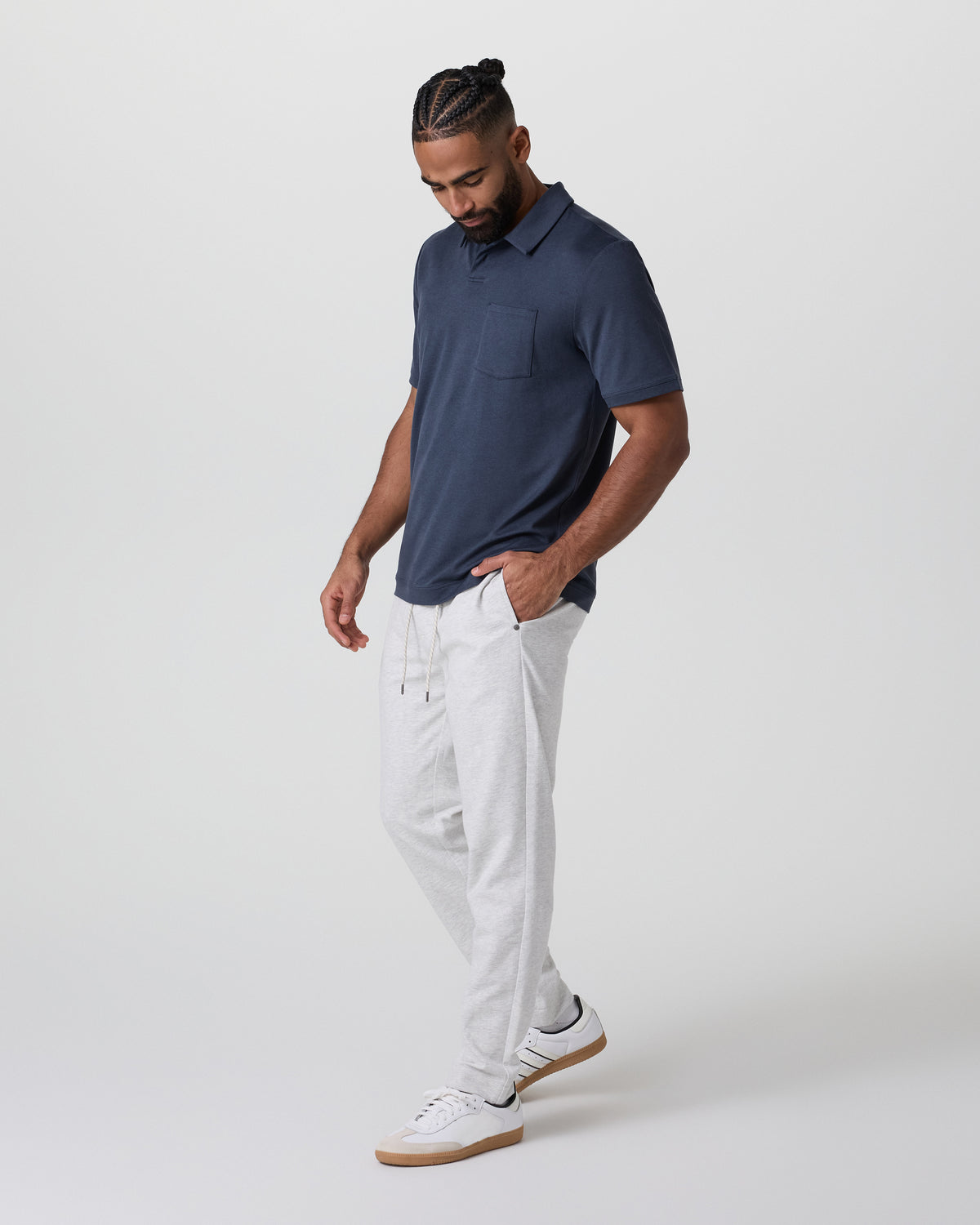 Men Vuori Short Sleeve Ponto Performance Polo Azure Heather