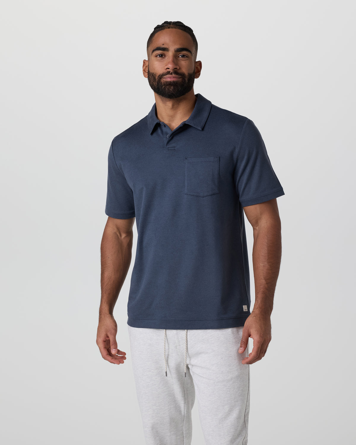 Men Vuori Short Sleeve Ponto Performance Polo Azure Heather