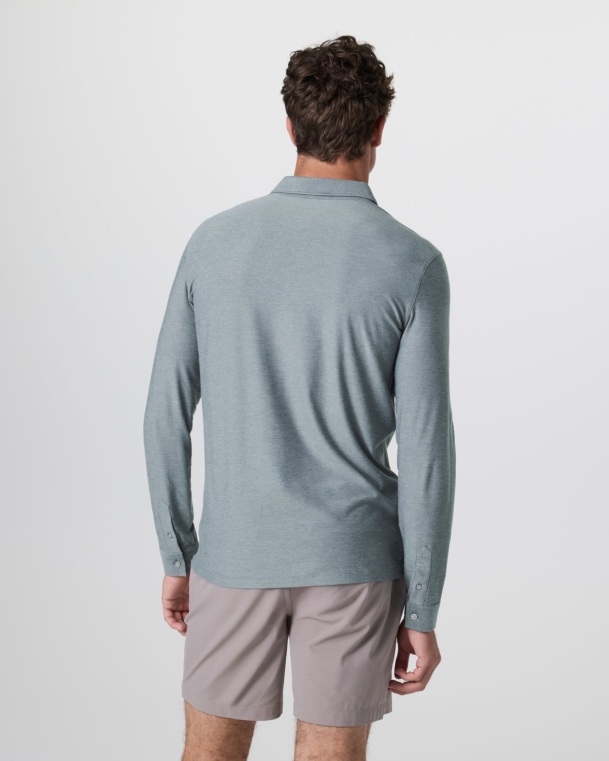 Men Vuori Long Sleeve Strato Tech Polo Dusty Blue Heather