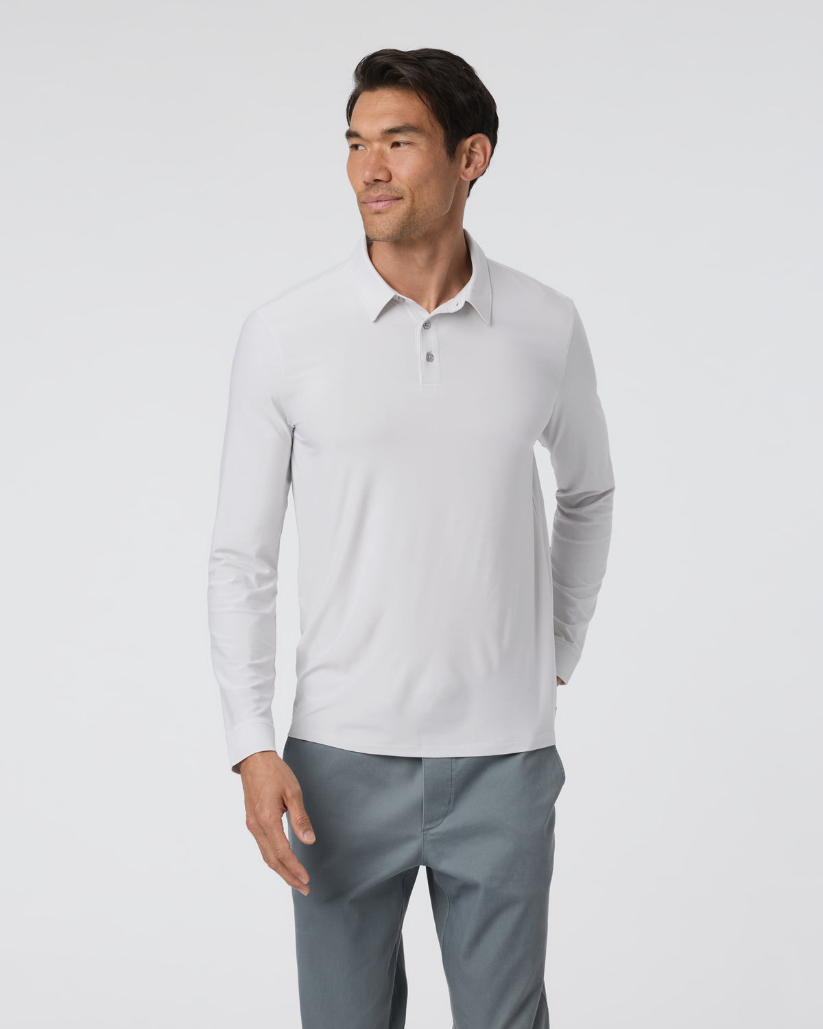 Men Vuori Long Sleeve Strato Tech Polo Frost Grey Heather